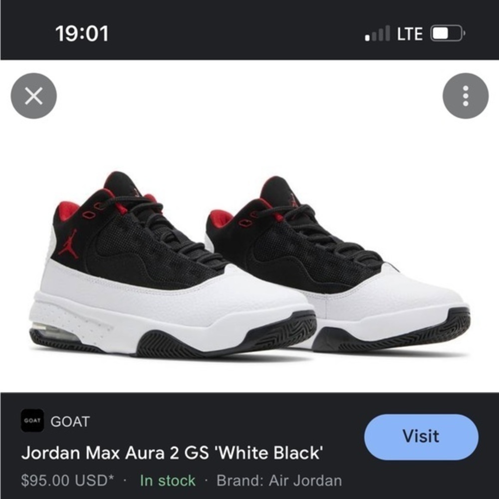 Jordan Max aura 2 GS “white black” sneakers size 4.5 big boys youth